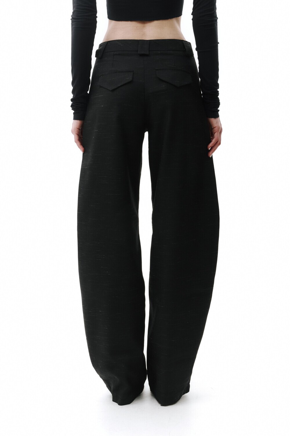 Black trousers with pintucks